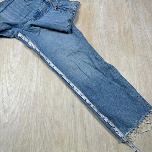 ASOS Design High Rise Straight Leg Light Wash Raw Hem 90s Vintage Jeans 26X32 - Picture 6 of 13